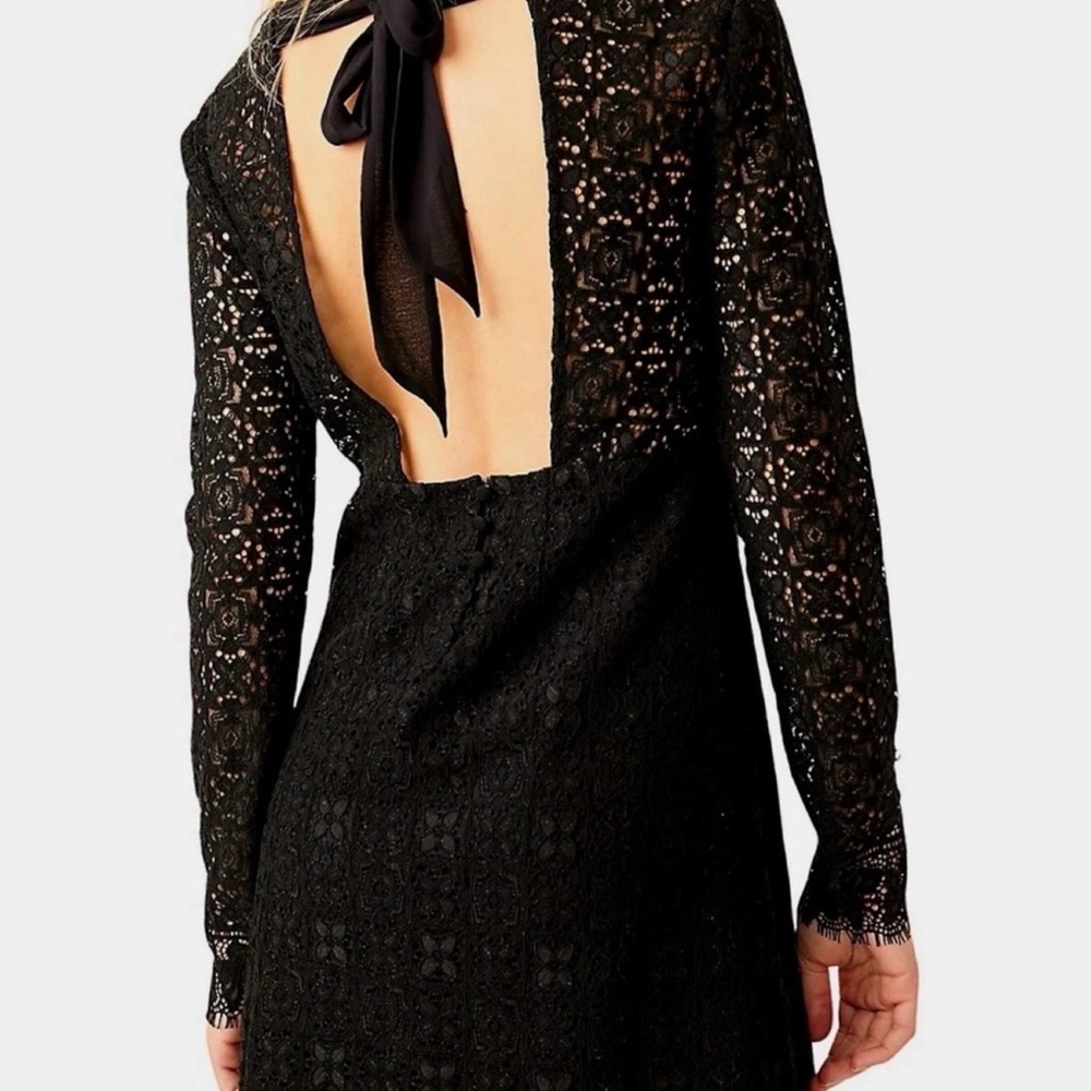 FP Movement by Free People Black Lace Long Sleeve Dress